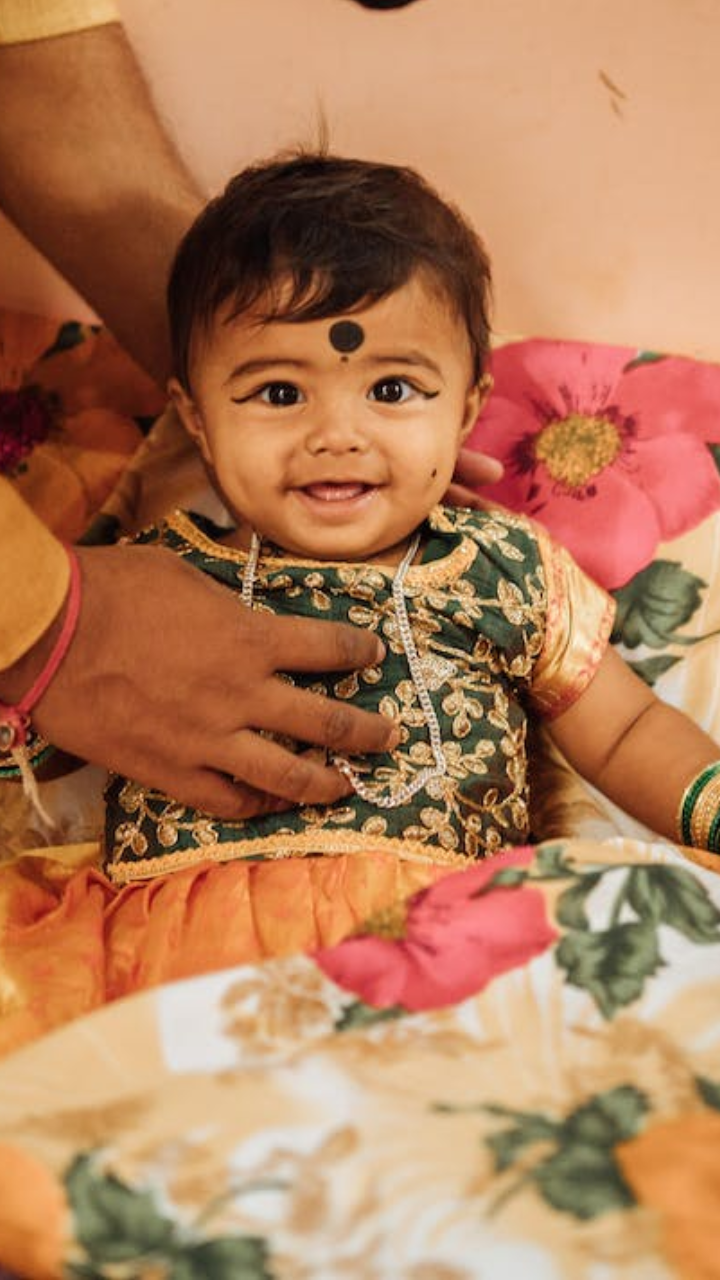 Designer Annaprashan/Rice ceremony Dress for Baby Girl in India
