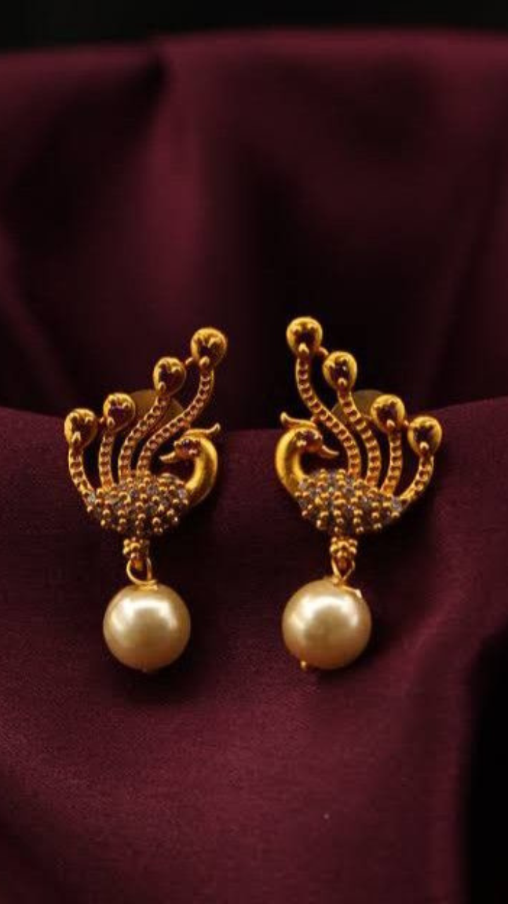 Twin Peacock Chain Drop Gold Earrings | Jewelry Online Shopping | Gold  Studs & Earrings