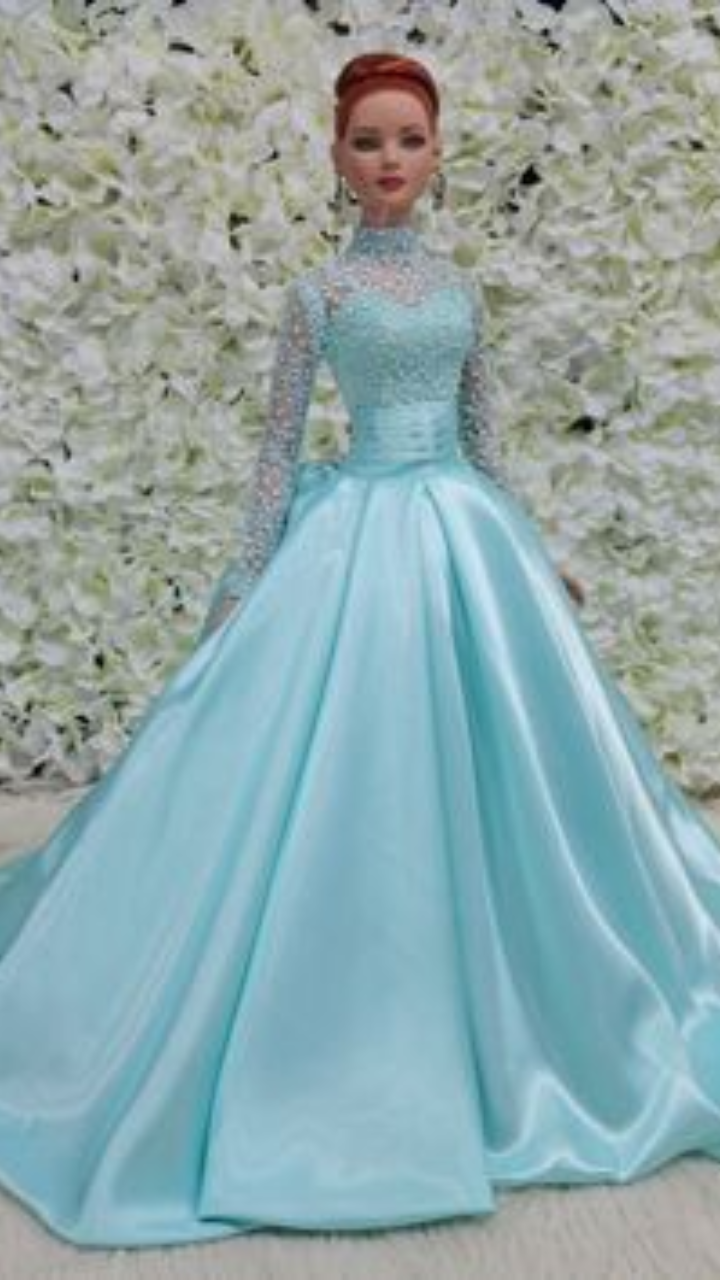 1x Princess Ball Gown Elegant Layer Skirt Party Clothes Hat Veil Long  Wedding Dress for Barbie