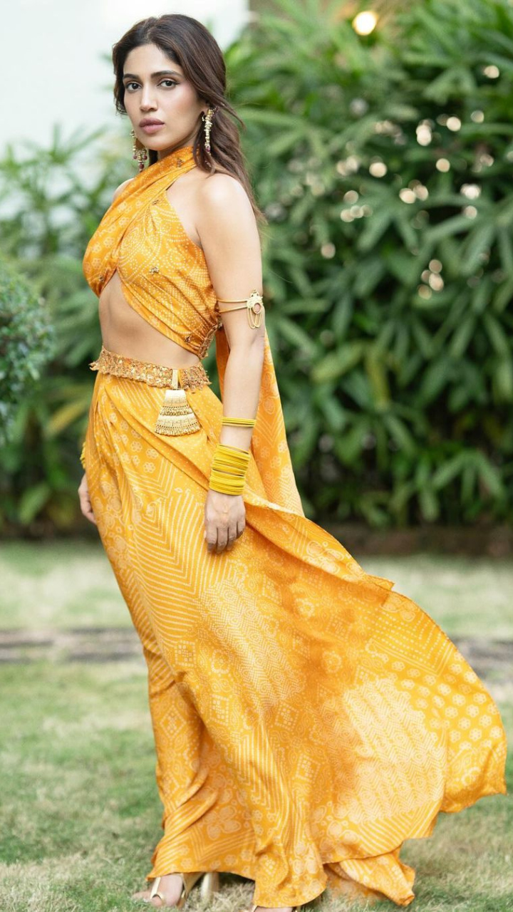 Yellow Printed Lehenga With Top & Dupatta – Punit Balana