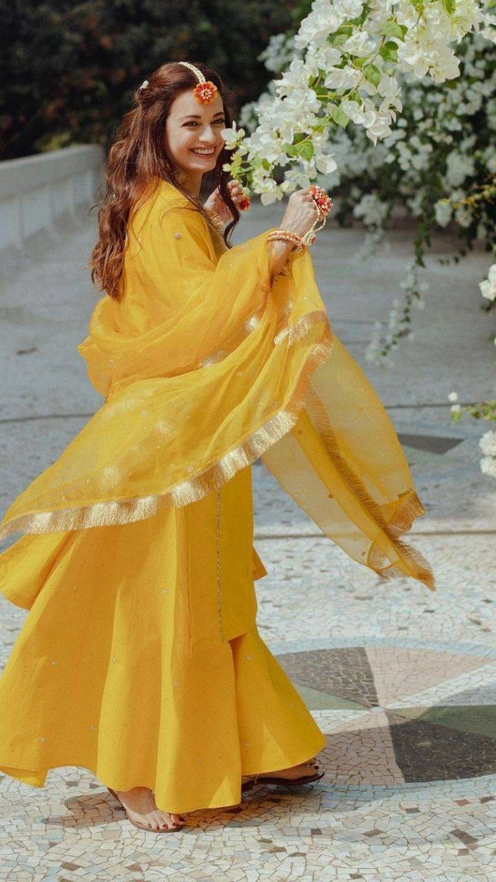 Haldi Occasion Special Mustard Yellow Sequence Work Sharara Dress