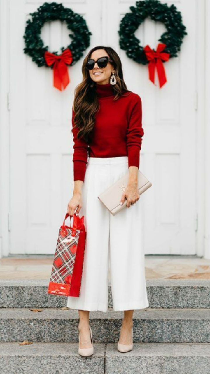 Red Sweater  White Pants