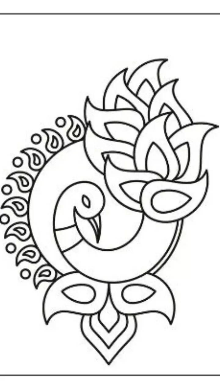 Peacock rangoli design 1437 - YouTube