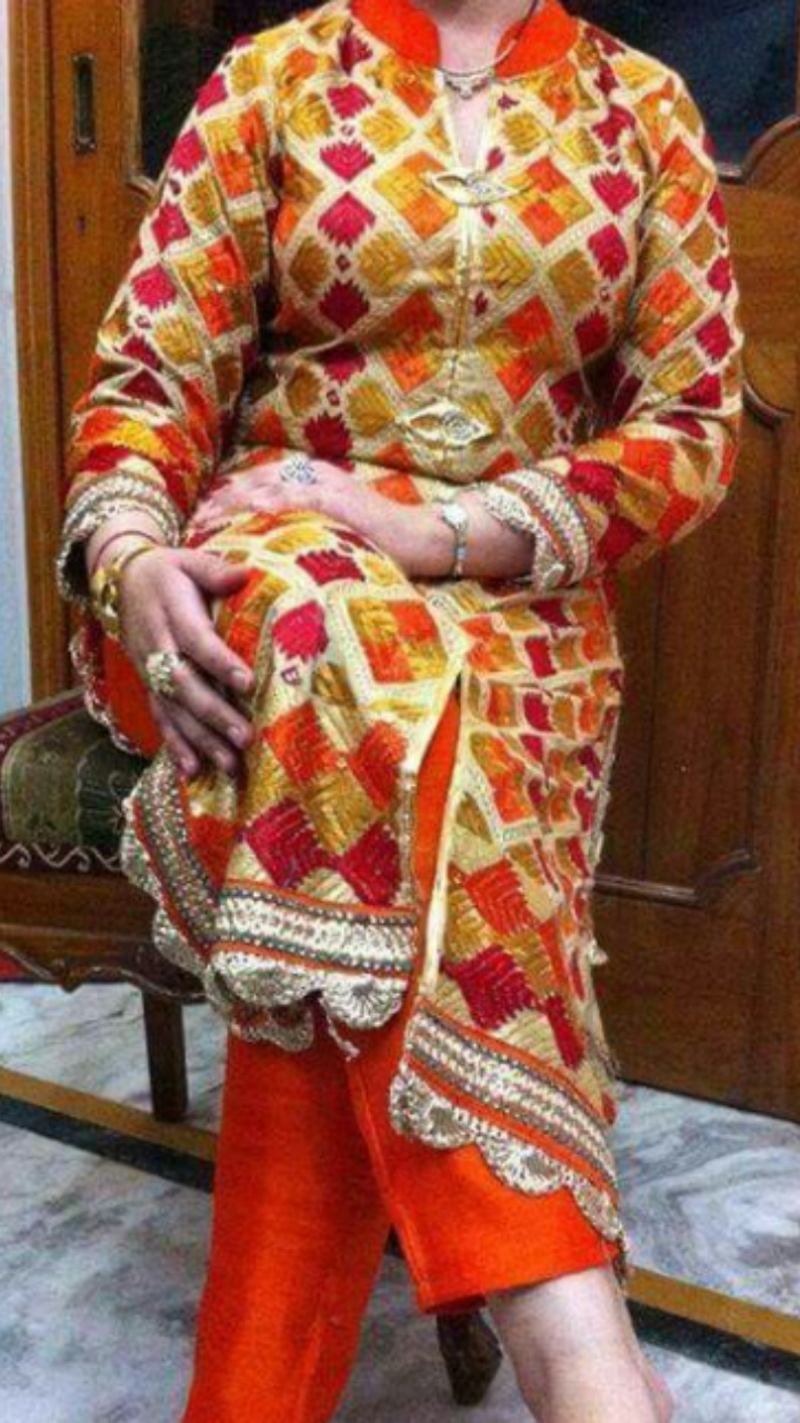 Buy Traditional Wear Yellow Chikankari Cambric Cotton Readymade Phulkari  Suit Online From Surat Wholesale Shop.