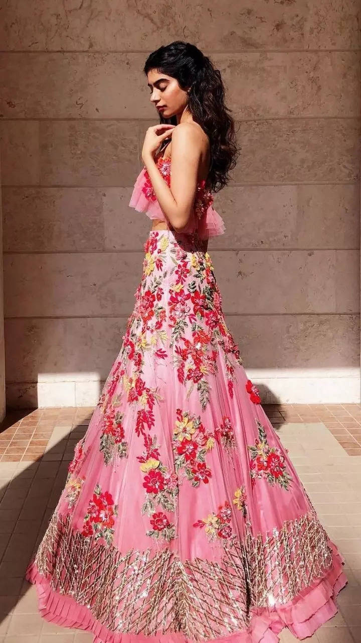 Photo of Engagement lehenga in light pink and lavender