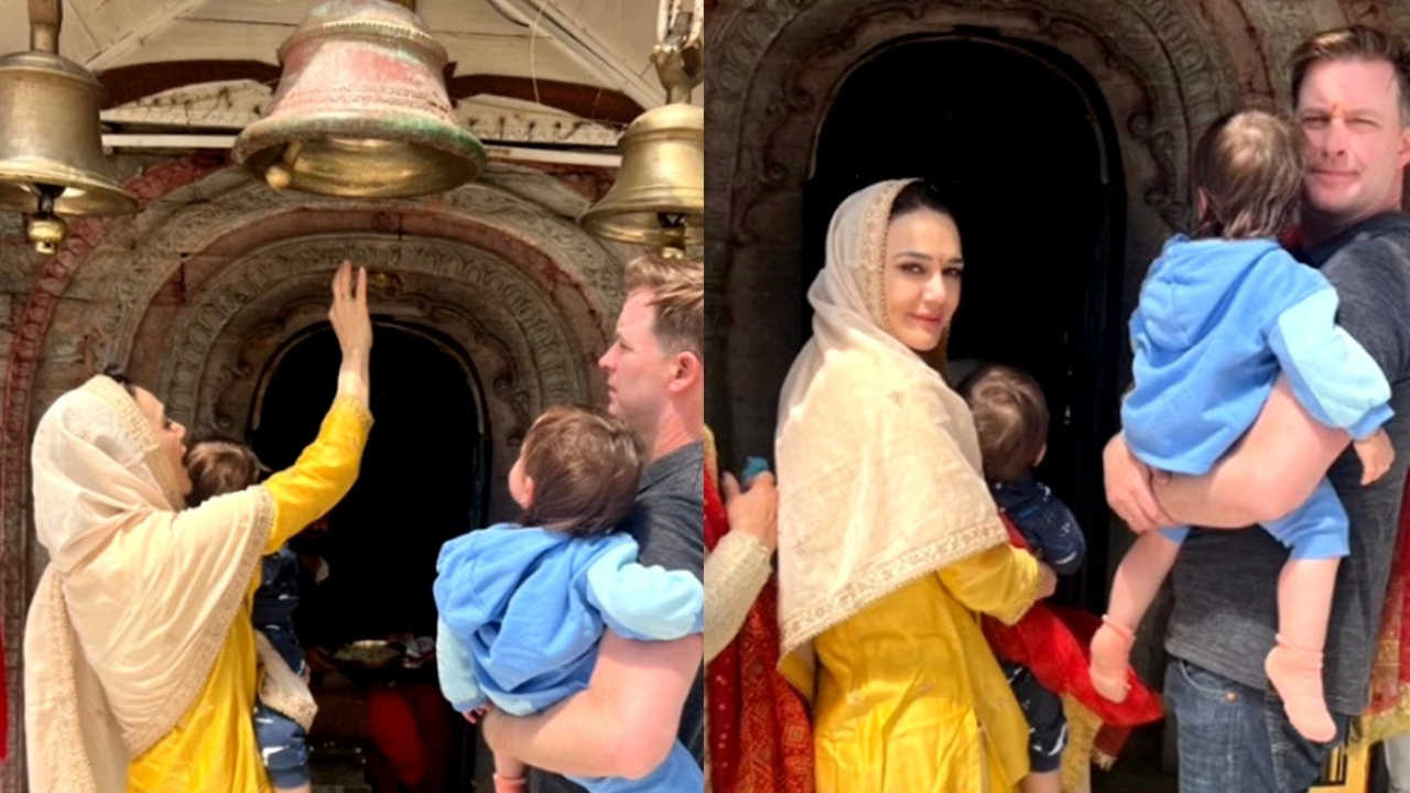Preity Zinta visits temple in Shimla with family