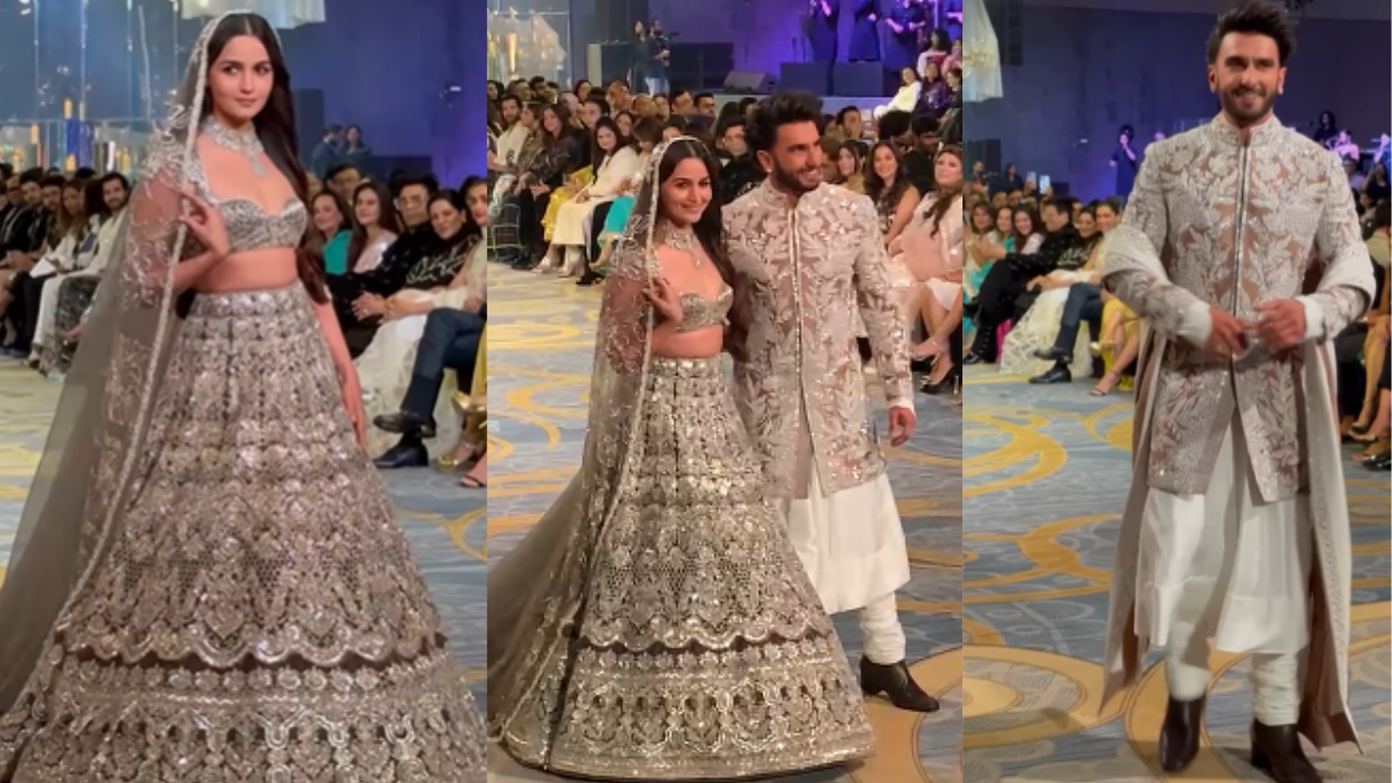 Alia Bhatt and Ranveer Singh turn showstoppers for Manish Malhotra's Bridal Couture Show. Pic Credit: ZoomTv