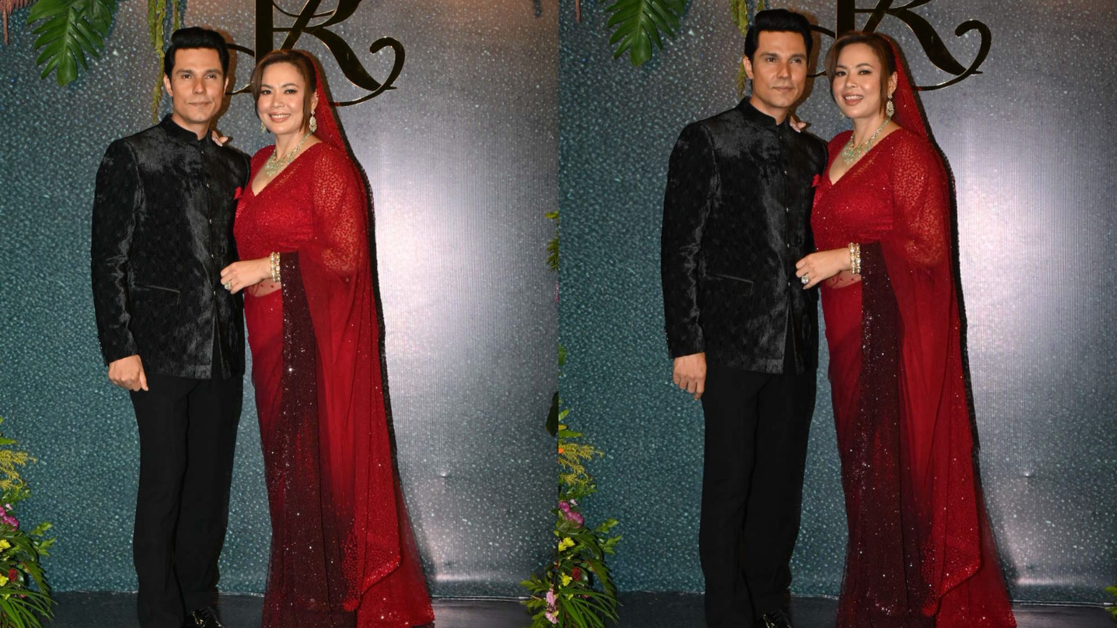 Randeep Hooda Lin Laishram Reception Couple Look Enigmatic In Black And Red 