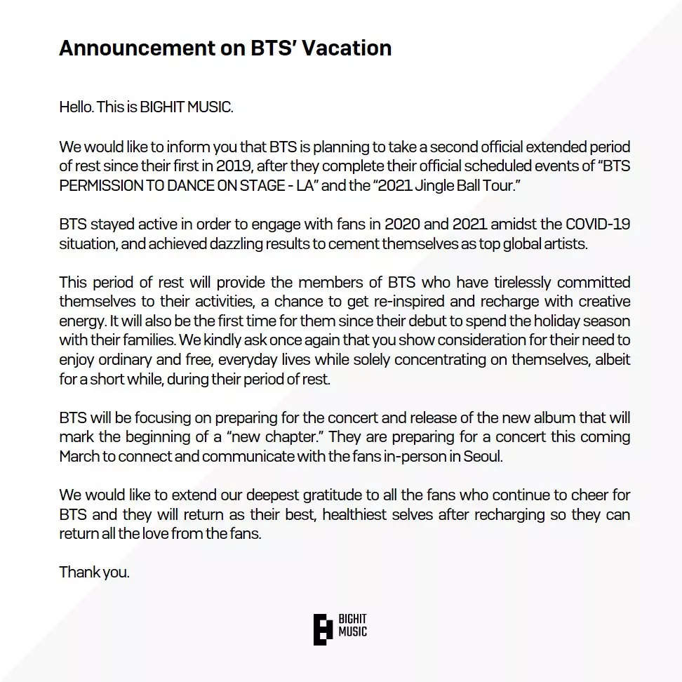 Bts schedule 2021