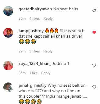 Saif Ali Khan Kareena Kapoor get trolled for not wearing seat belt
