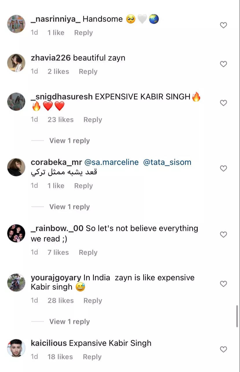 Expensive Kabir Singh Write Fans As Zayn Maliks Insta Comeback Pic Reminds Social Media Users 