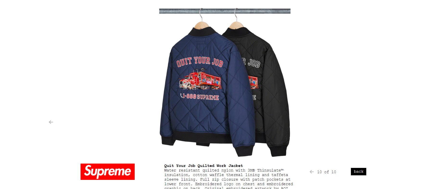 Supreme Quit Your Job Work Jacket - アウター