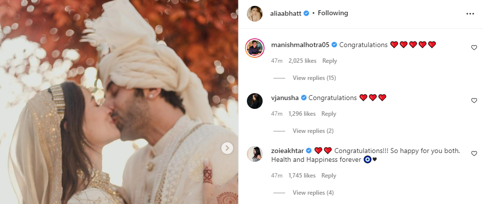stars react to alia ranbir39s wedding pictures