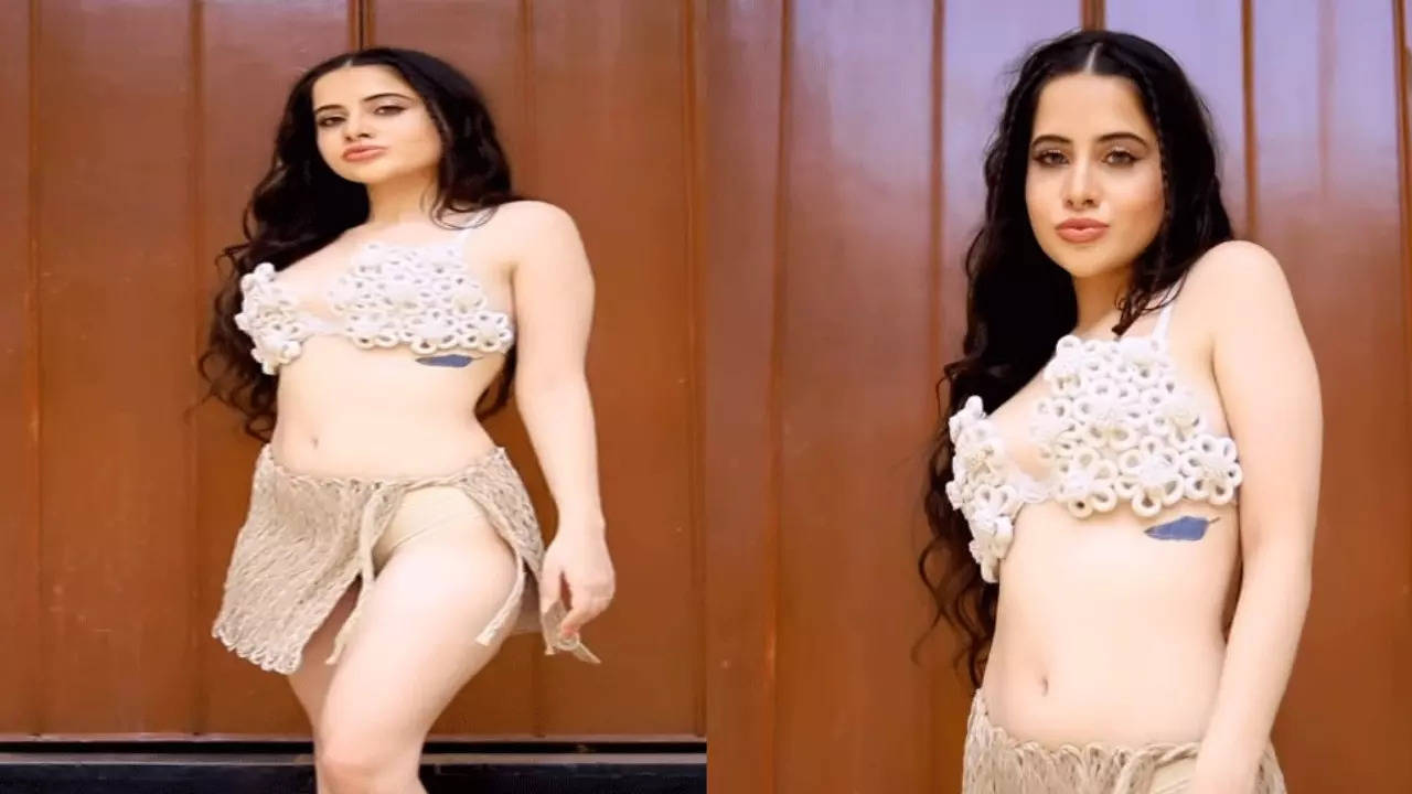 Urfi Javed looks drop dead gorgeous in transparent bralette and netted  skirt