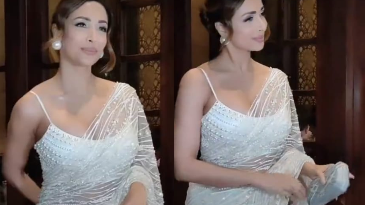 Malaika Arora Oozes Elegance In Sheer White Saree And Plunging Neckline Blouse Watch