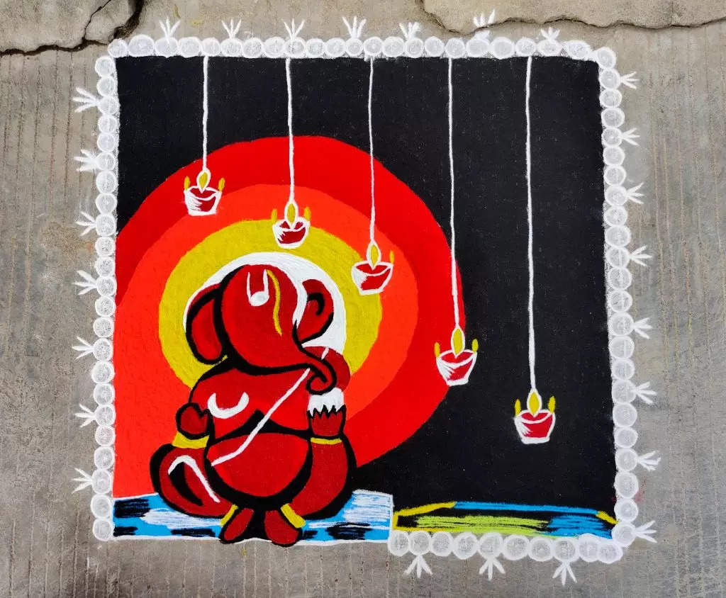 rangoli designs for diwali ganpati