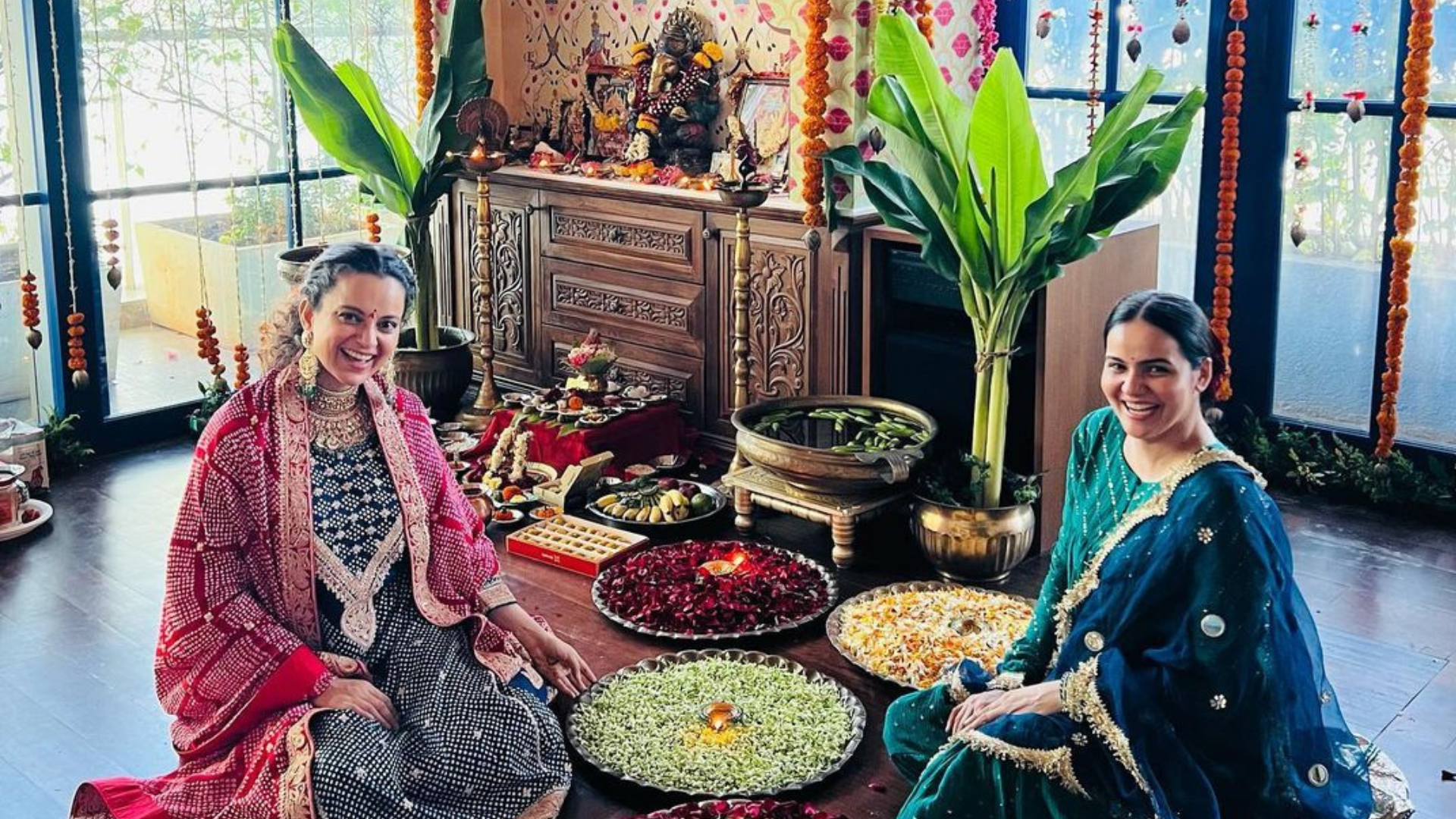 Kangana Ranaut celebrates Diwali 2022 with sister Rangoli as she decks up  her lavish Mumbai home - PHOTOS