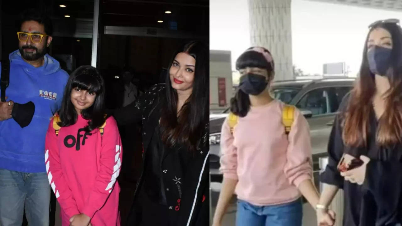 Aaradhya Bachchan Holds Mom Aishwarya Rai Tight as They Walk Through  Paparazzi at Airport, Watch - News18