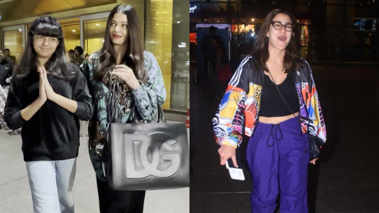 Cannes 2023 Aaradhya Bachchan Does Namaste On Mumbai Return with Aishwarya Rai. Sara Ali Khan