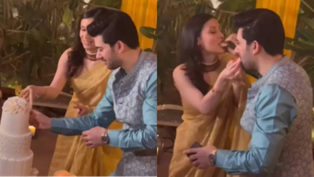 Karan Deol Drops Cake On Drisha Acharya’s Saree (Image Credits: Instagram)