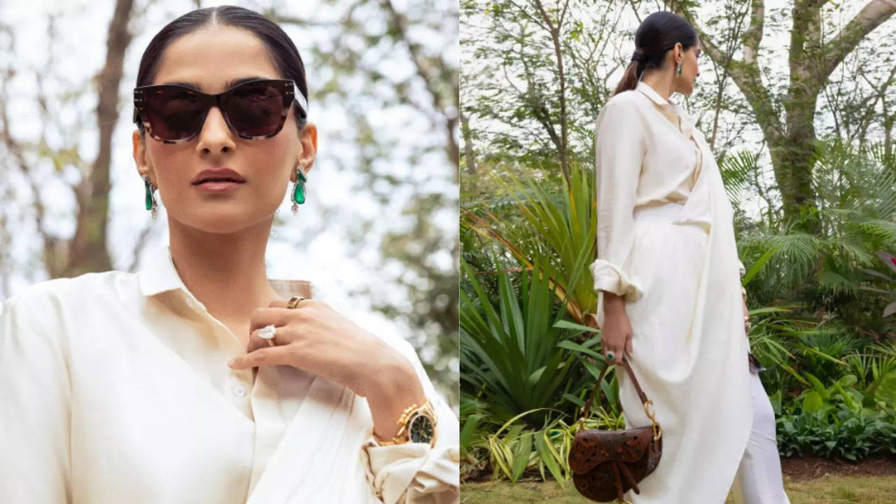 Sonam Kapoor Slayed The Ambani's 'A Walk on the Wildside' In Custom Off-White Pantsuit