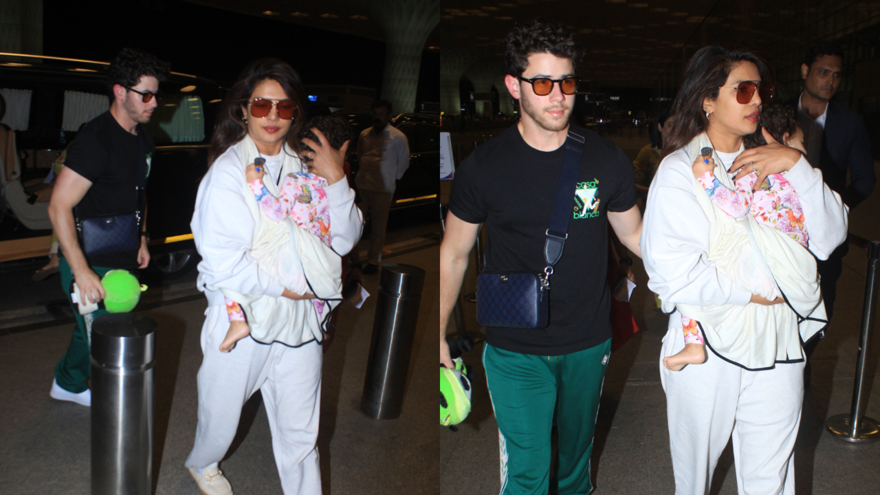 Priyanka Chopra Holds Malti Close, Nick Jonas Asks Paps To Be Quiet At Airport - WATCH