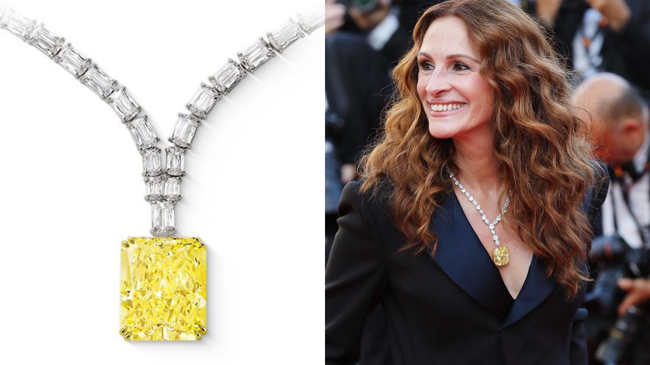 Julia Roberts stunned Cannes 2022 red carpet with an extremely rare yellow diamond neckpiece