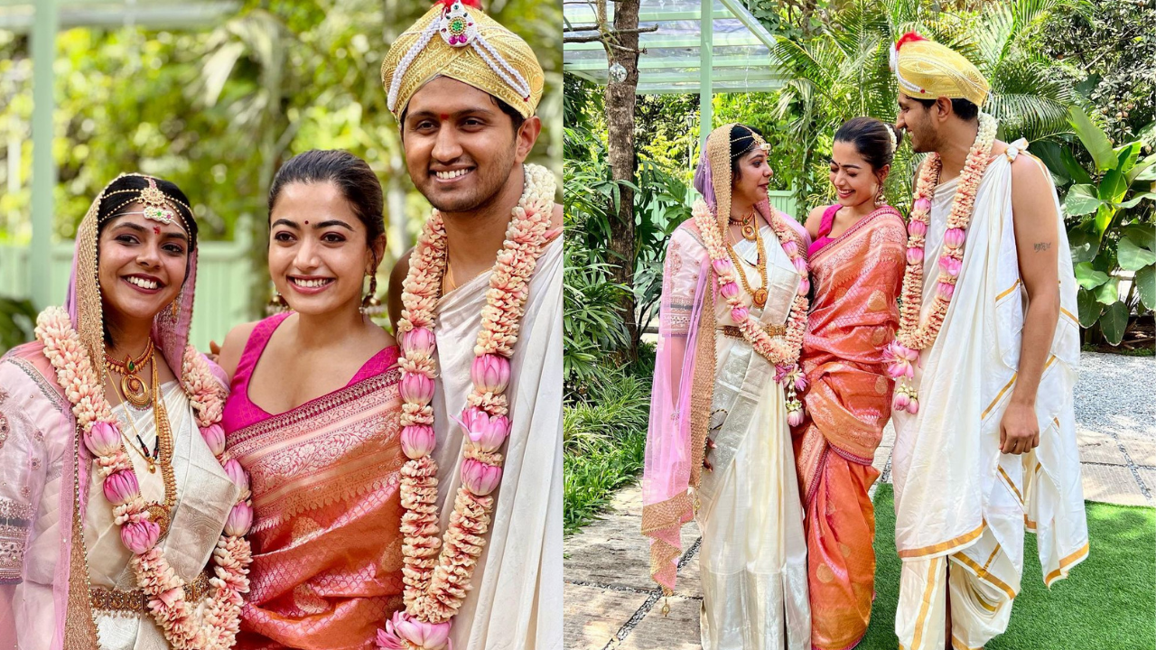 Rashmika Mandanna replicates Deepika Padukone's kanjeevaram saree look for friends' traditional Kannada wedding