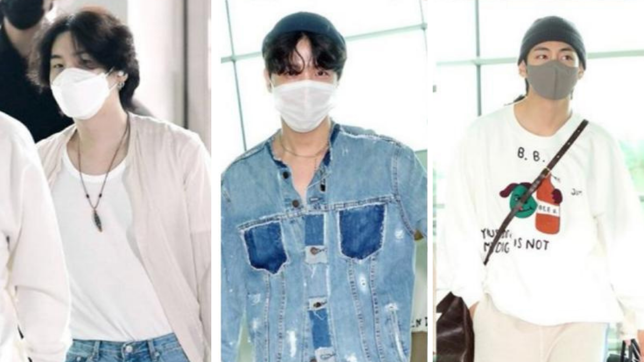 BTS Boys Nail Airport Look! V, RM, Suga, Jungkook, Jimin, J-Hope and Jin  Rock Casual Chic Outfits as They Head to US to Meet President Joe Biden in  White House (View Pics)