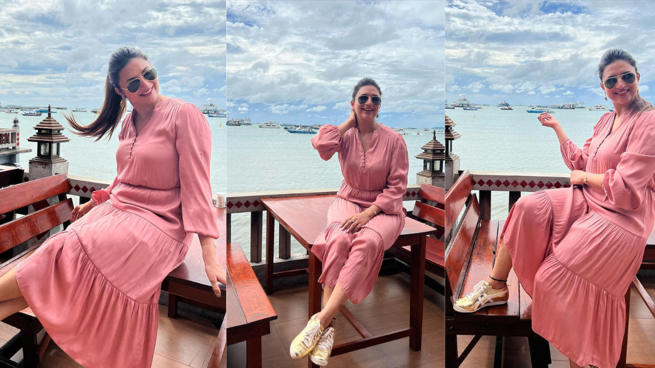 Divyanka Tripathi looks radiant in pink chic look as she poses on a ...