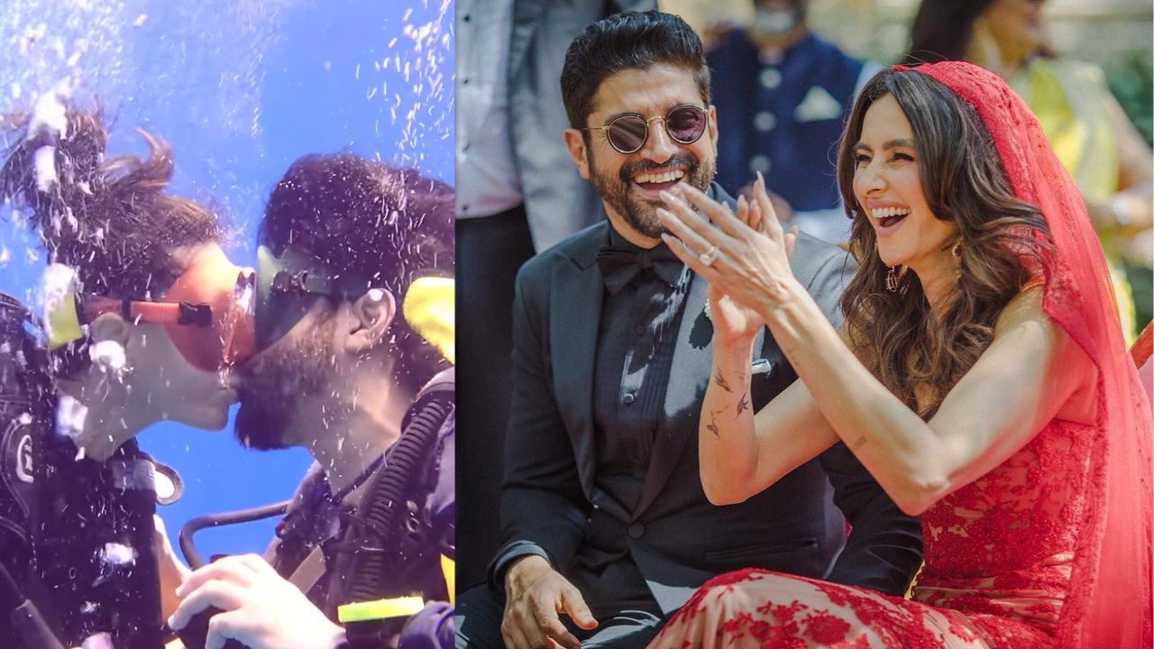 Farhan Akhtar shares clip of kissing Shibani Danekar while scuba diving