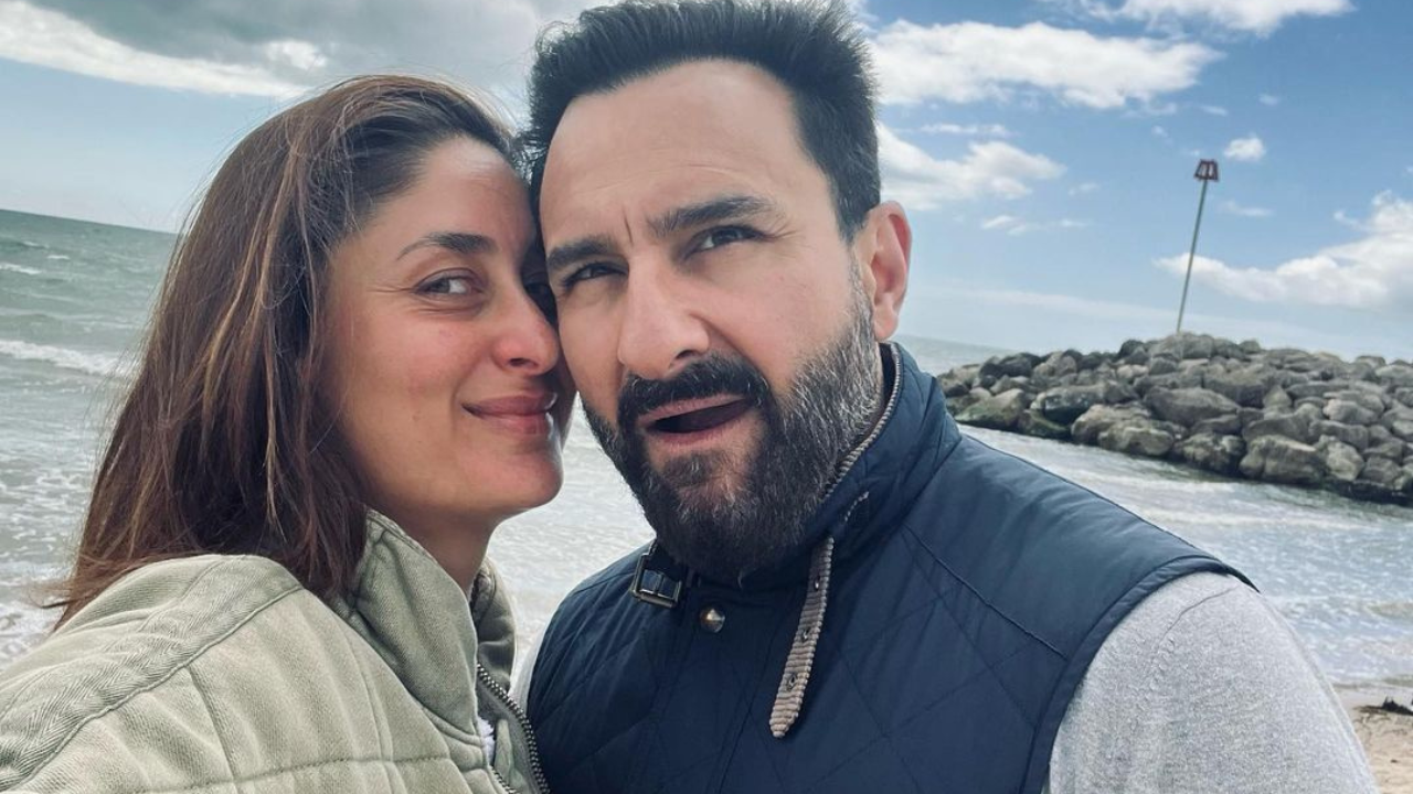 Kareena: Kareena Kapoor gets a sweet peck from hubby Saif Ali Khan ...