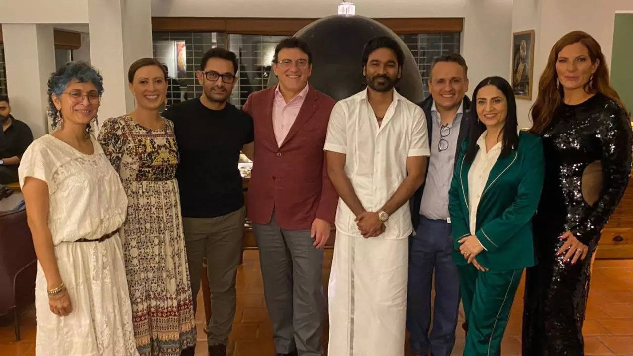 Aamir Khan with The Russo Brothers and Dhanush