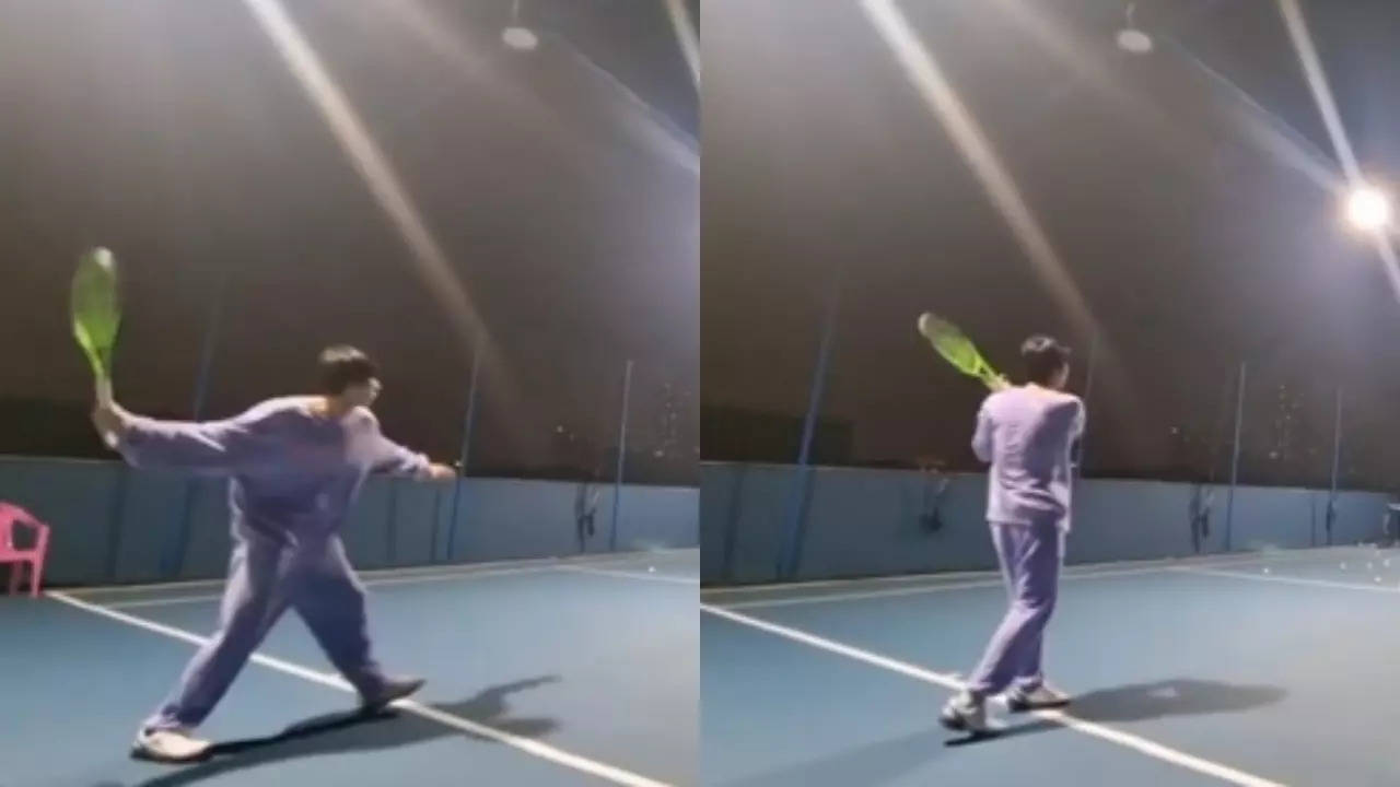 방탄소년단 진이 최근 자신의 인스타그램 게시물에서 테니스 동작을 선보이며 아미들을 경외하게 만든다.