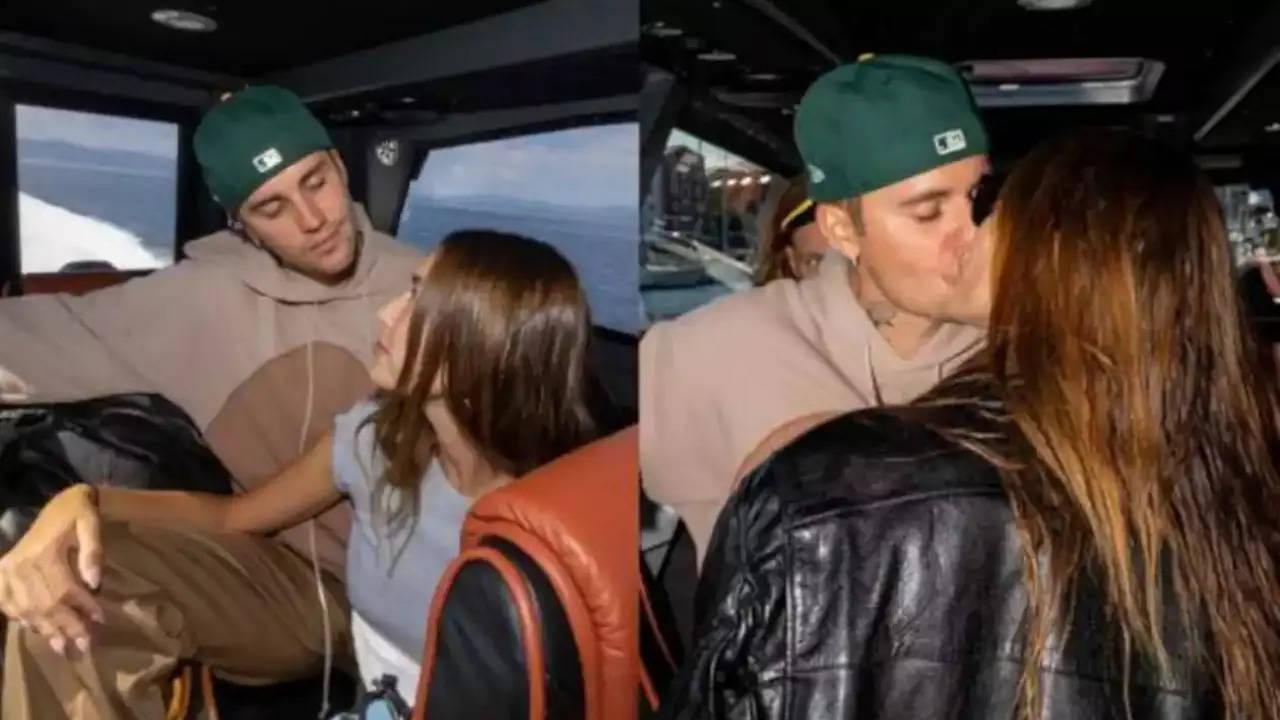 Justin Beiber lukker leppene med kona Hailey Bieber under parferie i Norge