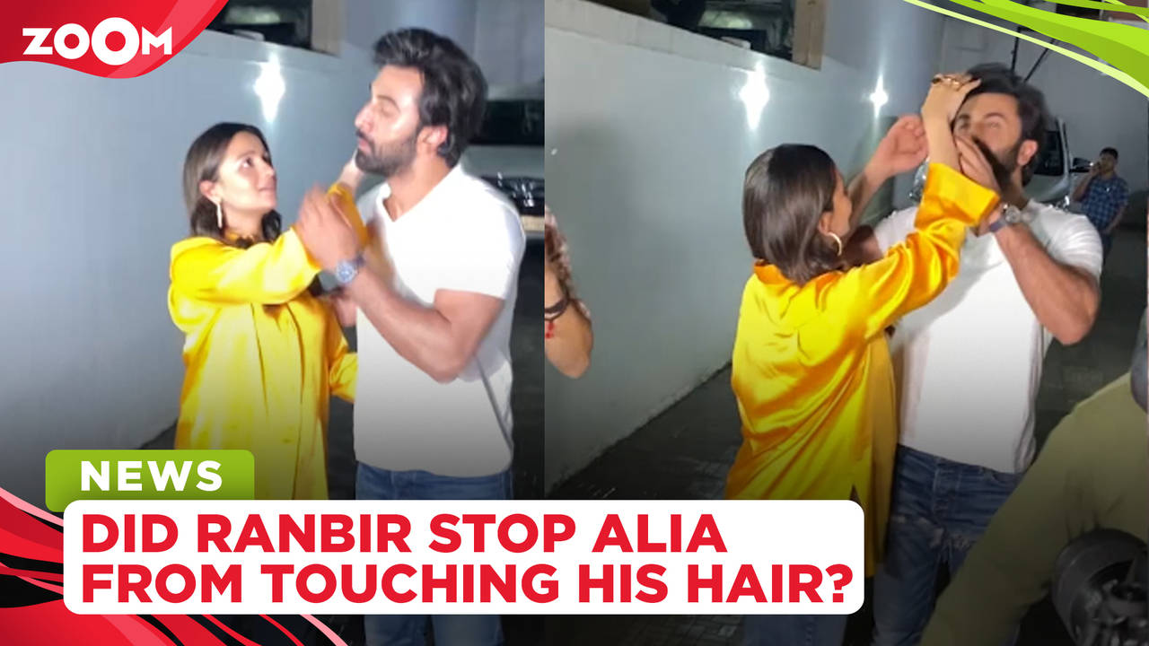 Alia Bhatt tries to fix Ranbir Kapoor's hair, he pushes her hand away.  Watch