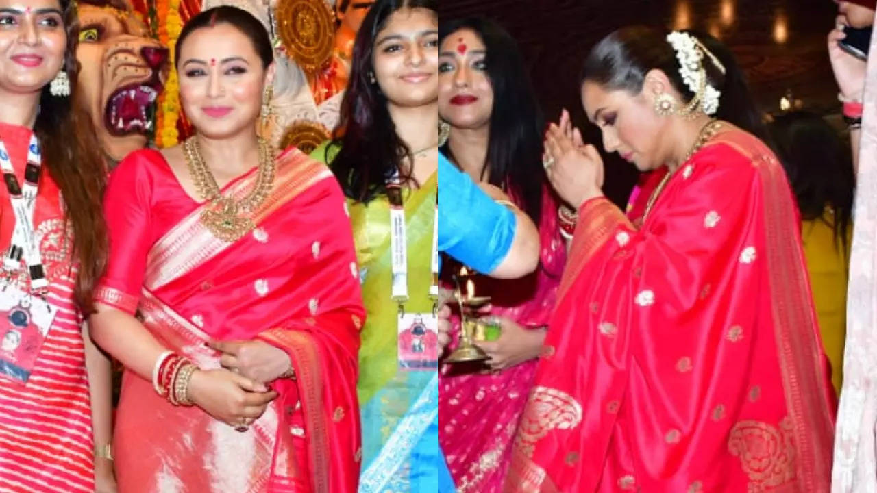 Rani Mukerji pairs her gorgeous red saree with statement jewelry for Durga Puja celebrations - take a look