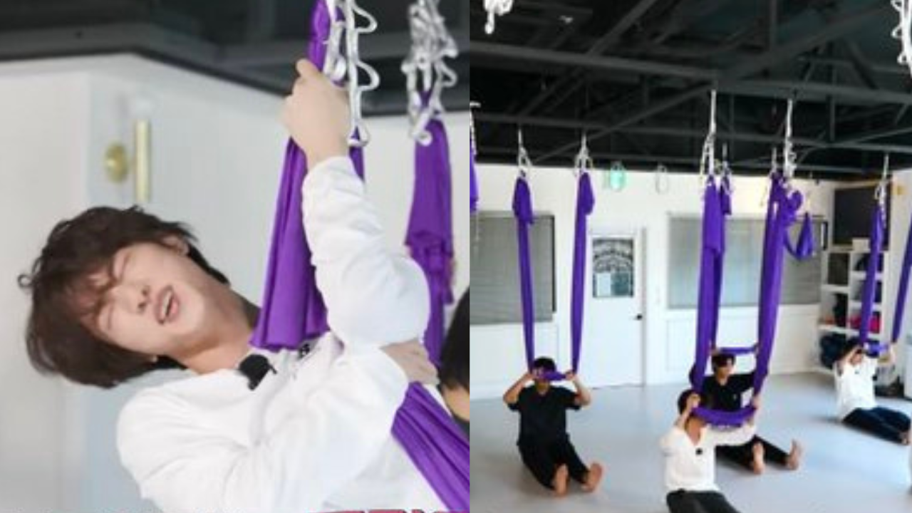 BTS tries out flying yoga