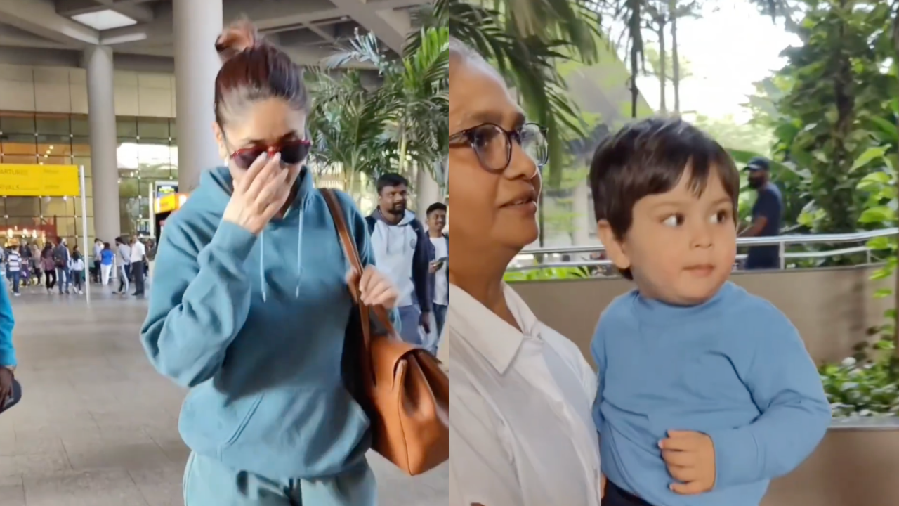 Kareena Kapoor And Baby Boy Jehangir Ali Khan Twin In Blue As They 