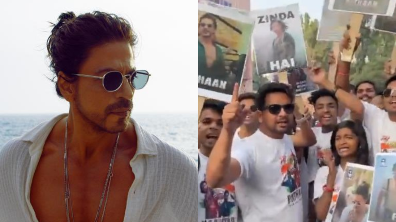 Pathaan Release Day: Shah Rukh Khan Fans Gather Outside Theatres In 