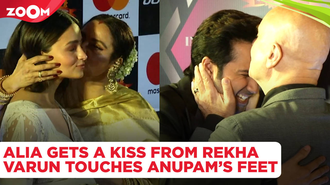 Alia Bhatt Gets A Sweet Kiss From Rekha Varun Dhawan Touches Anupam Khers Feet At An Award 
