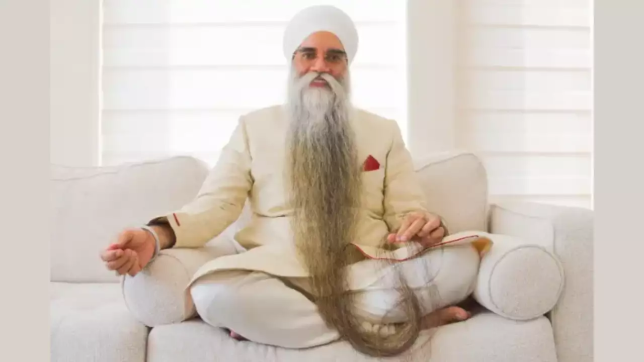 Beard care routine of Sarwan Singh, the Sikh man with the world's ...