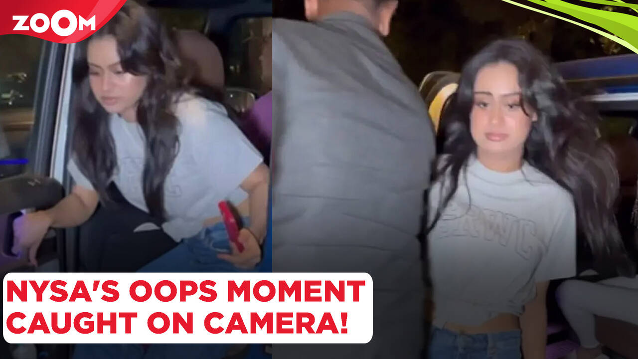 Nysa Devgan SLIPS and bumps into security guard as she JUMPS while ...